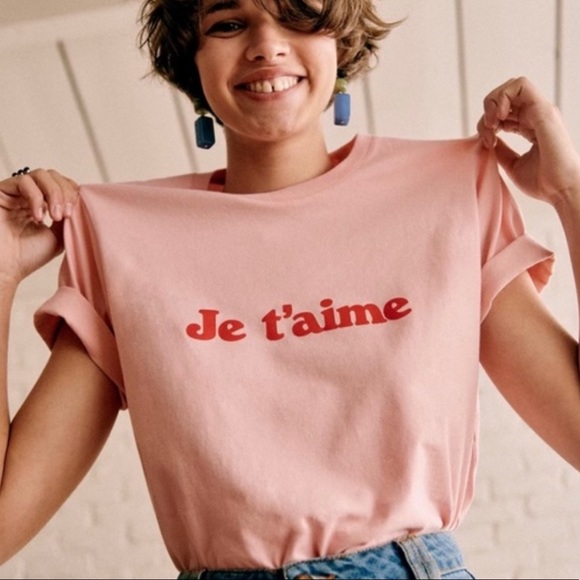 Sezane Pink Tee with Red Print - Picture 2 of 6